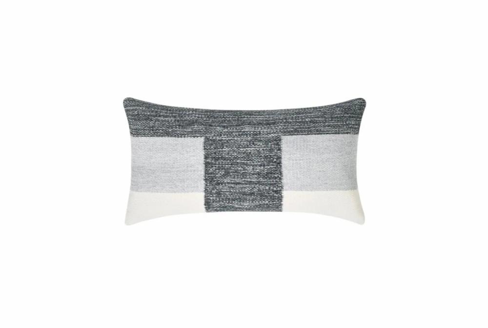 Accent + Throw Pillows | 14X26 Charcoal + Ivory Woven Color Block Lumbar Throw Pillow Accent + Throw Pillows Accent + Throw Pillows