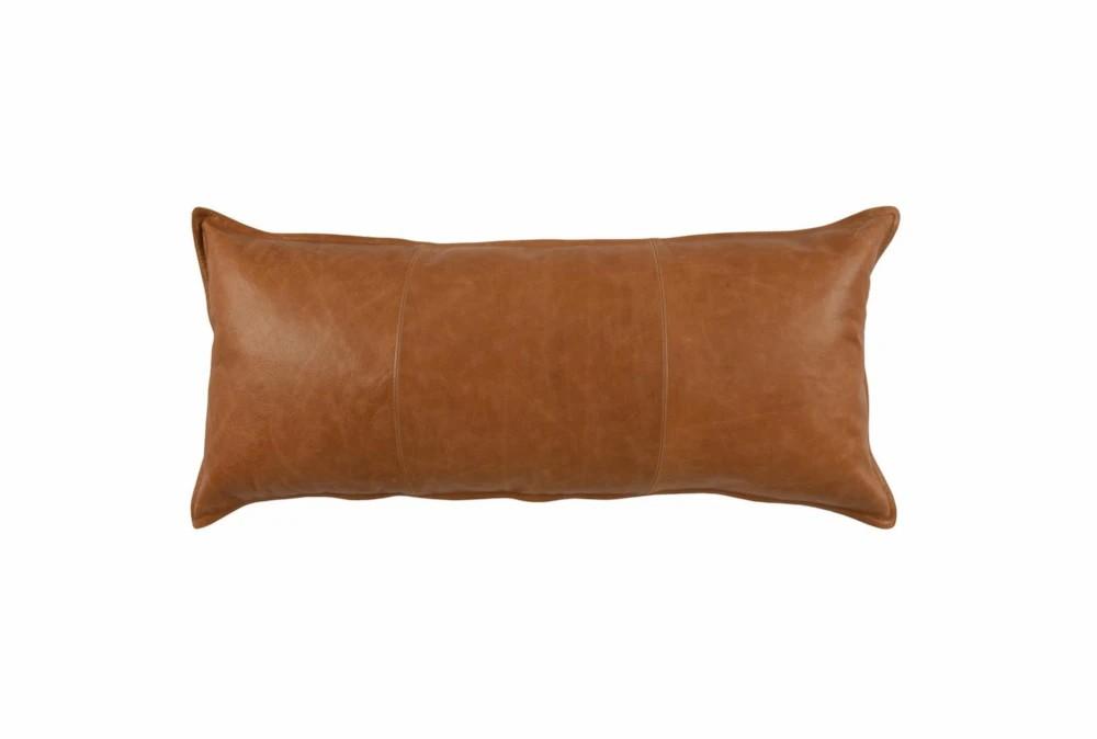 Accent + Throw Pillows | 16X36 Chestnut Brown Pieced Leather Lumbar Throw Pillow Accent + Throw Pillows Accent + Throw Pillows