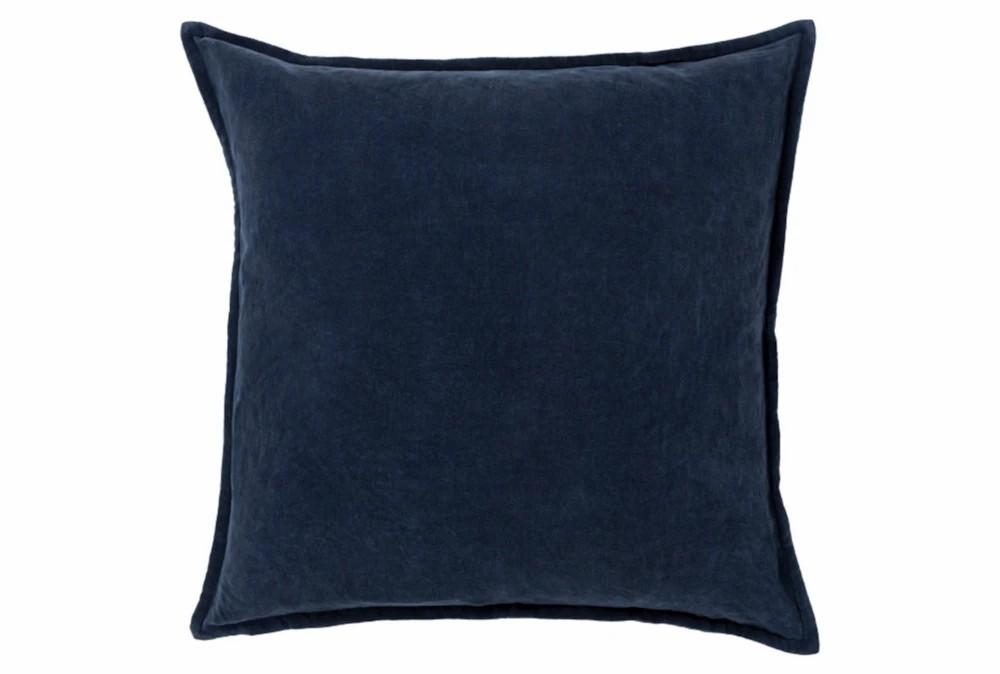 Accent + Throw Pillows | 18X18 Deep Navy Blue Cotton Velvet Flange Edge Throw Pillow Accent + Throw Pillows Accent + Throw Pillows