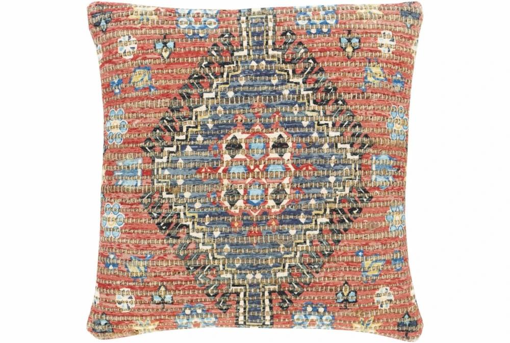 Accent + Throw Pillows | 18X18 Orange Blue Multi Jute Boho Print Throw Pillow Accent + Throw Pillows Accent + Throw Pillows