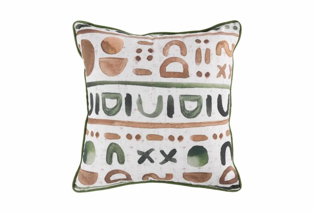 Accent + Throw Pillows | 20X20 Natural Green Gold Boho Tribal Watercolor Indoor Outdoor Throw Pillow Accent + Throw Pillows Accent + Throw Pillows