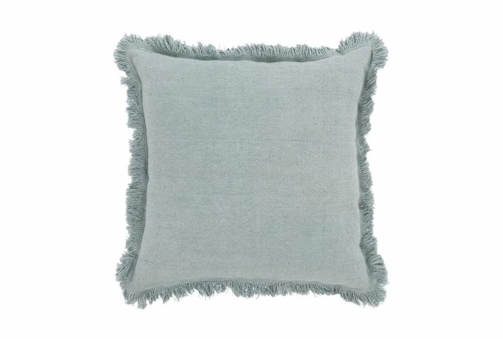 Accent + Throw Pillows | 22X22 Aqua Blue Linen + Cotton Fringe Edge Throw Pillow Accent + Throw Pillows Accent + Throw Pillows