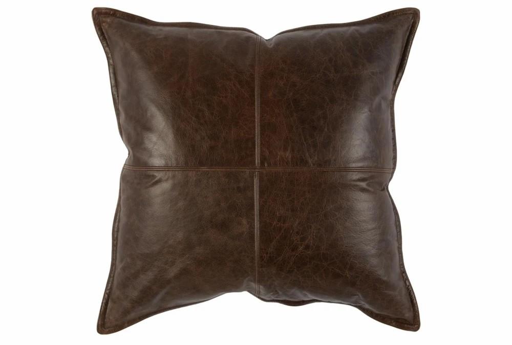 Accent + Throw Pillows | 22X22 Chocolate Brown Pieced Leather Throw Pillow Accent + Throw Pillows Accent + Throw Pillows