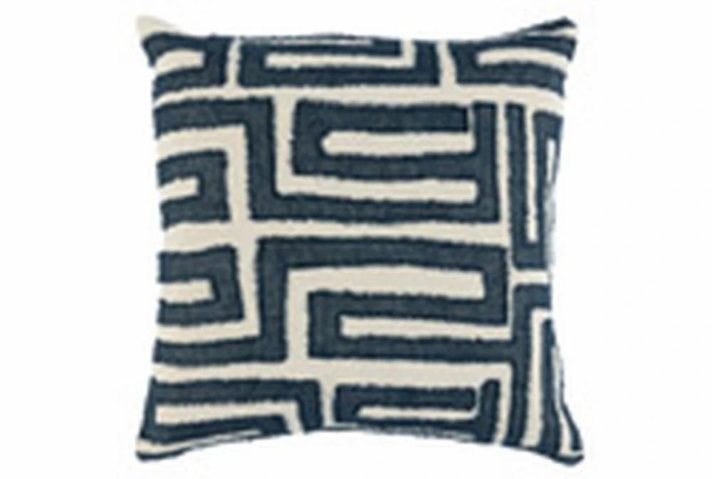 Accent + Throw Pillows | 22X22 Indigo Blue + White Maze Appique Throw Pillow Accent + Throw Pillows Accent + Throw Pillows