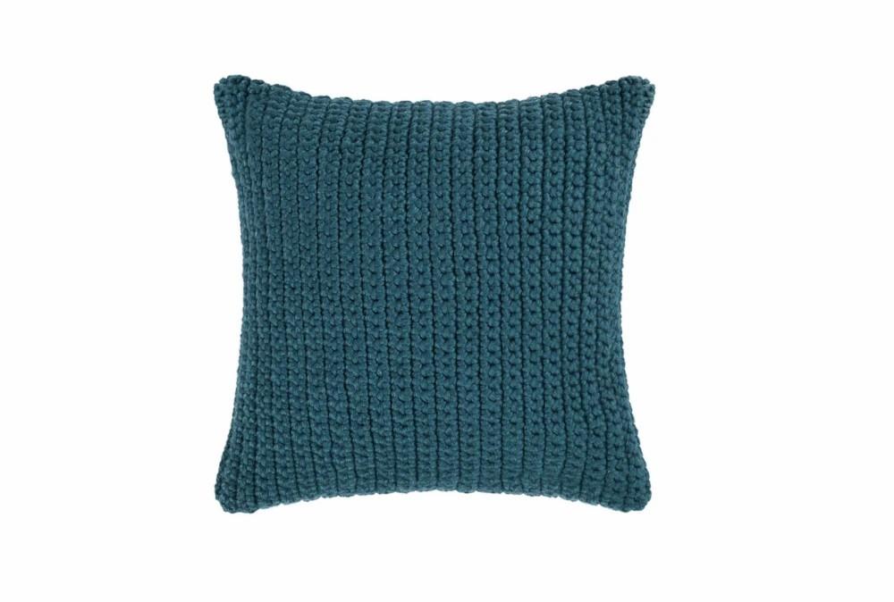 Accent + Throw Pillows | 22X22 Ocean Blue Performance Solid Knit Indoor Outdoor Throw Pillow Accent + Throw Pillows Accent + Throw Pillows