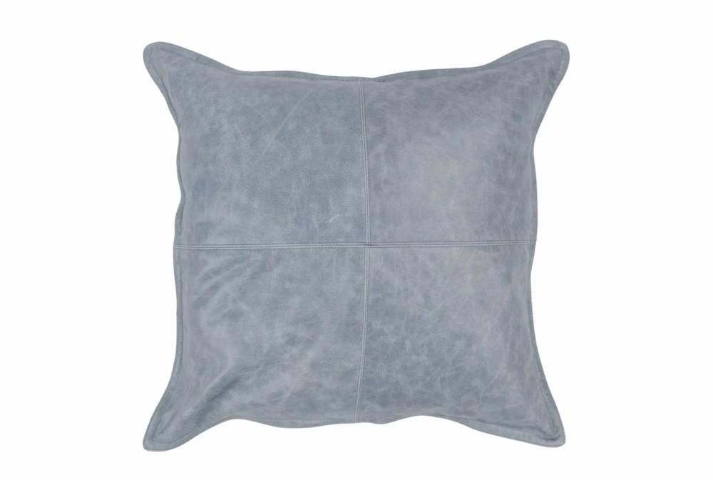 Accent + Throw Pillows | 22X22 Sea Fog Blue Pieced Leather Throw Pillow Accent + Throw Pillows Accent + Throw Pillows