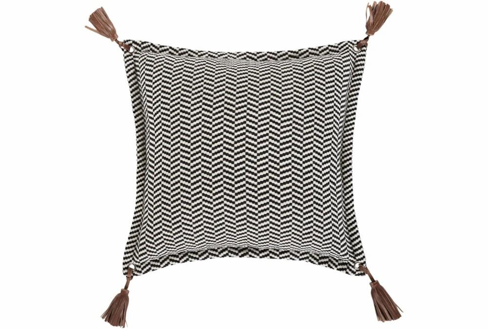 Accent + Throw Pillows | Accent Pillow-Herringbone & Leather Tassels 20X20 Accent + Throw Pillows Accent + Throw Pillows