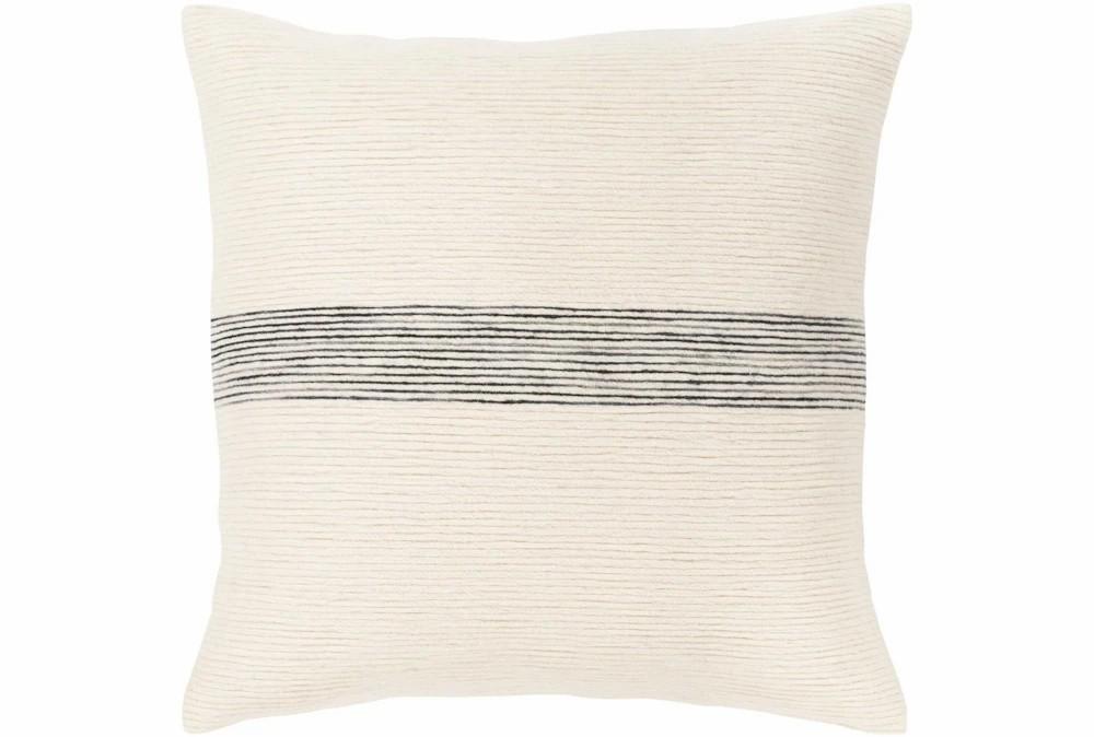 Accent + Throw Pillows | Accent Pillow-Ivory With Black Stripe 18X18 Accent + Throw Pillows Accent + Throw Pillows