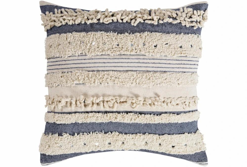 Accent + Throw Pillows | Accent Pillow-Navy Textured Stripes With Sequins 22X22 Accent + Throw Pillows Accent + Throw Pillows