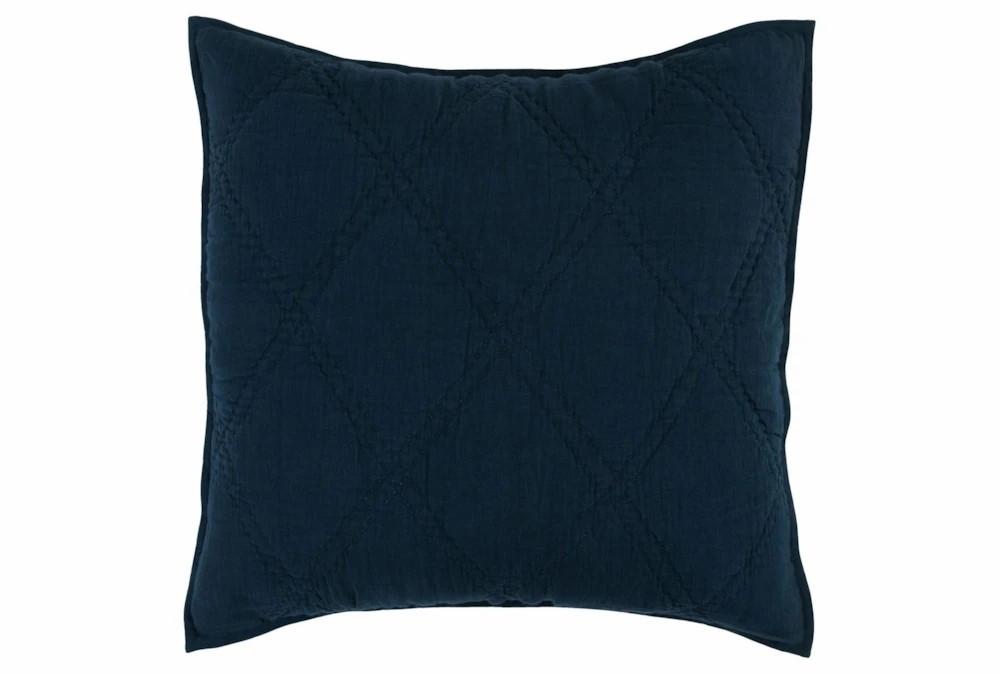 Accent + Throw Pillows | Euro Sham-Blue Belgian Flax Linen Diamond Hand Stich Accent + Throw Pillows Accent + Throw Pillows