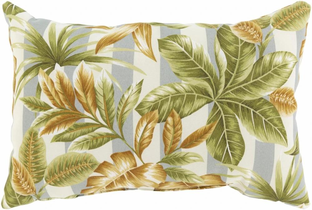 Accent + Throw Pillows | Outdoor Accent Pillow-Grey Stripe Leaves 16X16 Accent + Throw Pillows Accent + Throw Pillows