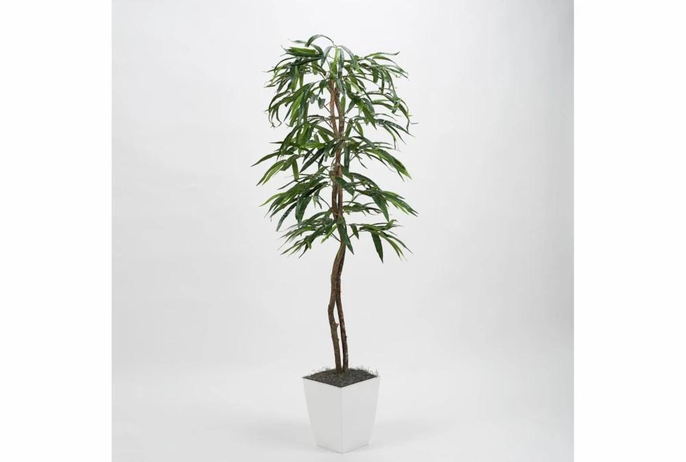 Artificial Plants | 6′ Weeping Ficus Tree In White Square Metal Planter Artificial Plants Artificial Plants