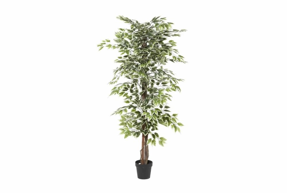 Artificial Plants | 73 Inch Green Ficus Artificial Tree With Black Plastic Pot Artificial Plants Artificial Plants