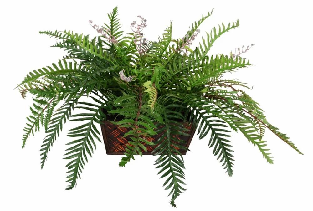 Artificial Plants | Planter Tech Speaker In Wood Ledge Box With Fern Artificial Plants Artificial Plants