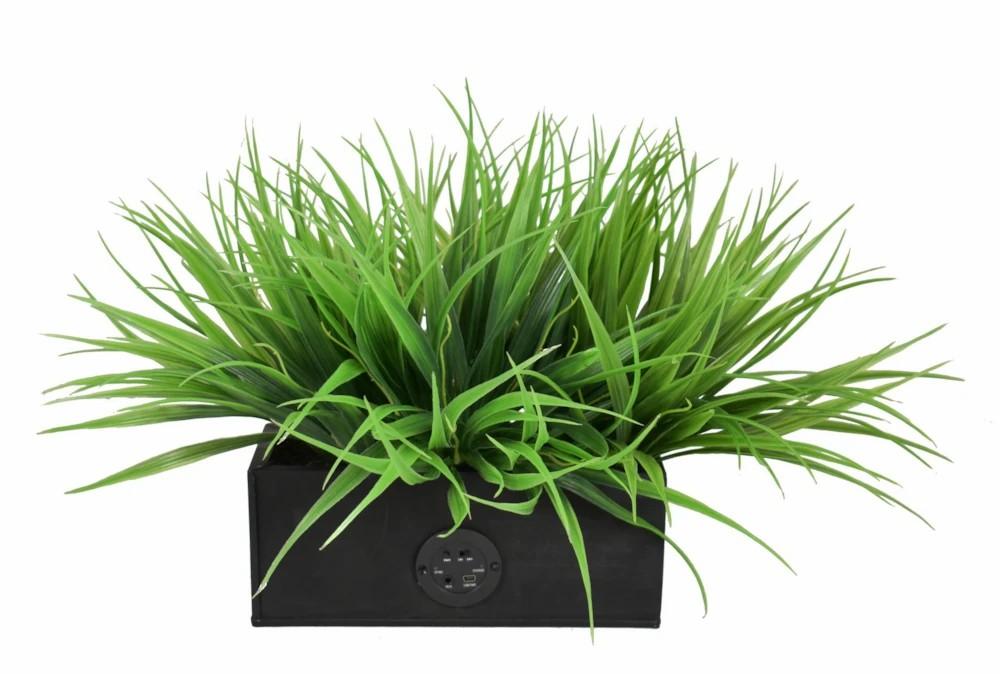 Artificial Plants | Planter Tech Speaker In Zinc Ledge Box With Grass Artificial Plants Artificial Plants