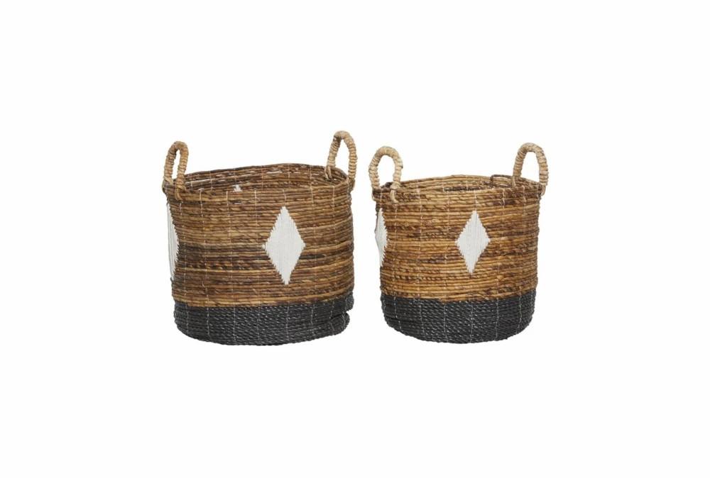 Baskets | Brown Banana Leaf Storage Basket Set Of 2 Baskets Baskets