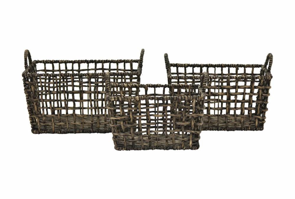 Baskets | Dark Brown Rectangle Baskets Set Of 3 Baskets Baskets