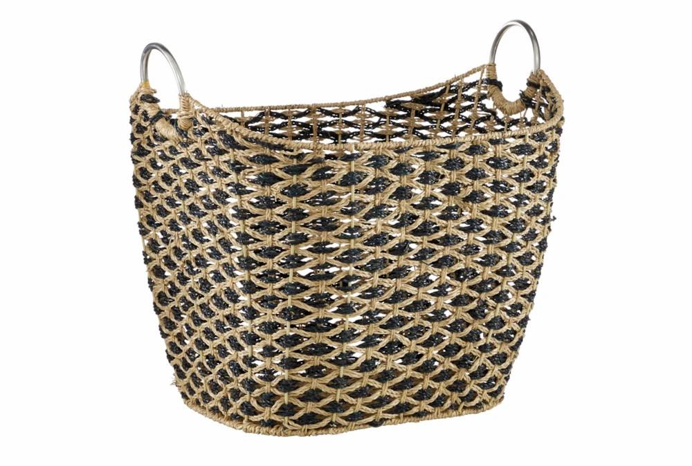 Baskets | Large Black And Seagrass Diamond Basket Baskets Baskets