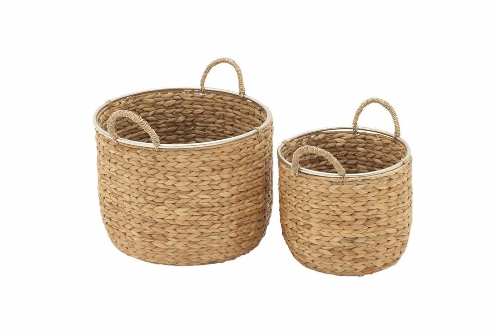 Baskets | Tan 12 Inch Seagrass Basket Set Of 2 Baskets Baskets