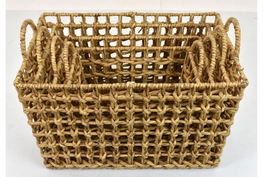 Baskets | Tan Water Hyacinth Basket Set Of 3 Baskets Baskets