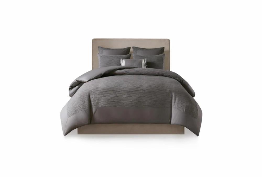 Bedding | Eastern King Comforter-3 Piece Set Crinkle Textured Charcoal Decor