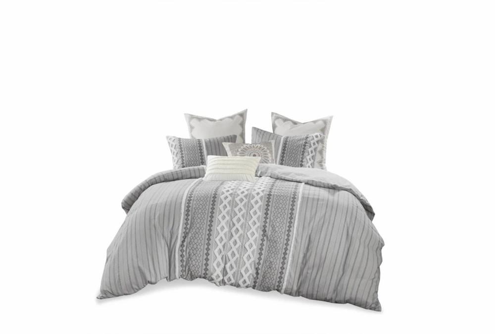 Bedding | Eastern King/Cal King Comforter-3 Piece Set Boho Chic Grey Decor