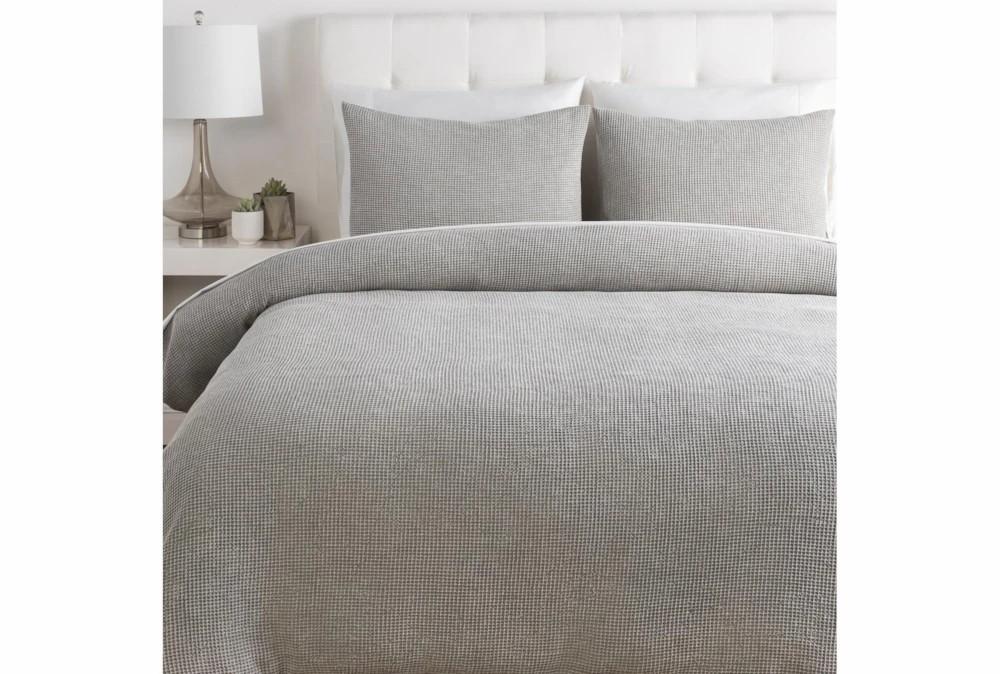 Bedding | Full/Queen Duvet-3 Piece Set Cotton Waffle Grey Decor