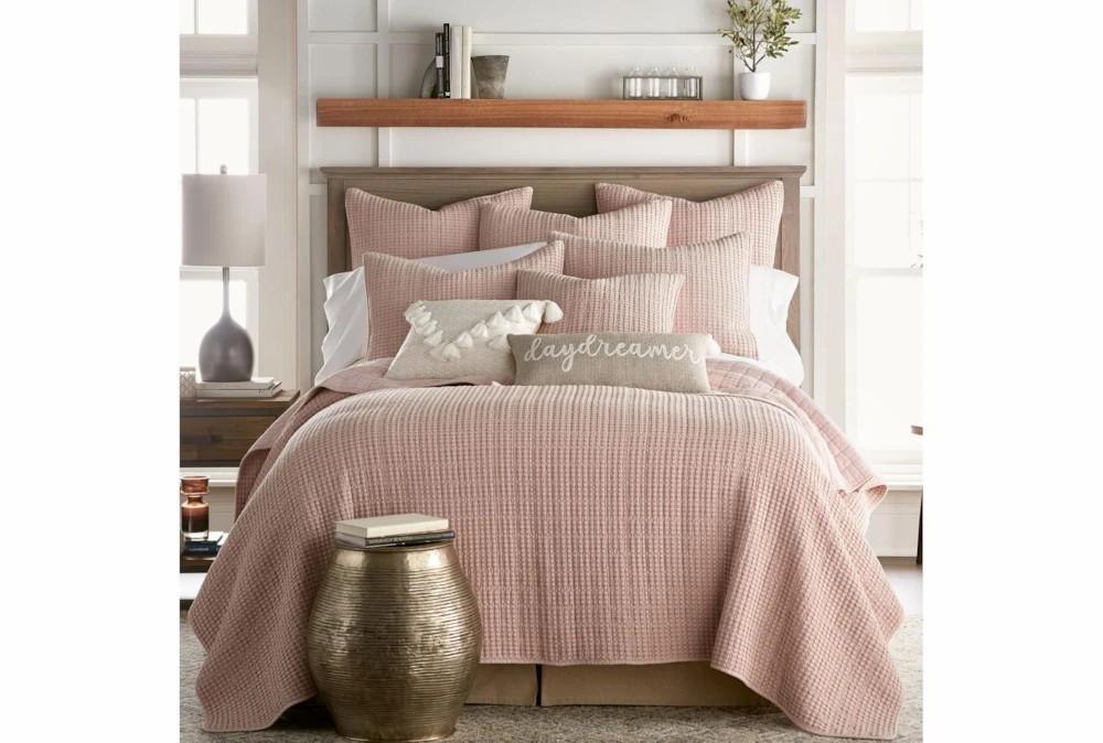 Bedding | Full/Queen Quilt-3 Piece Set Waffle Blush Decor