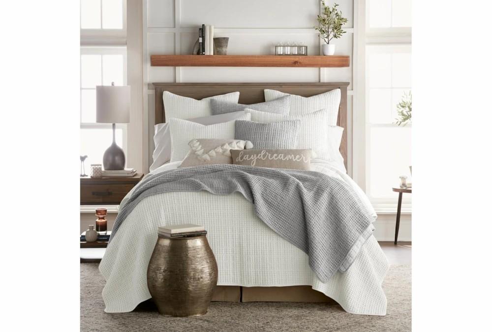 Bedding | Full/Queen Quilt-3 Piece Set Waffle White Decor