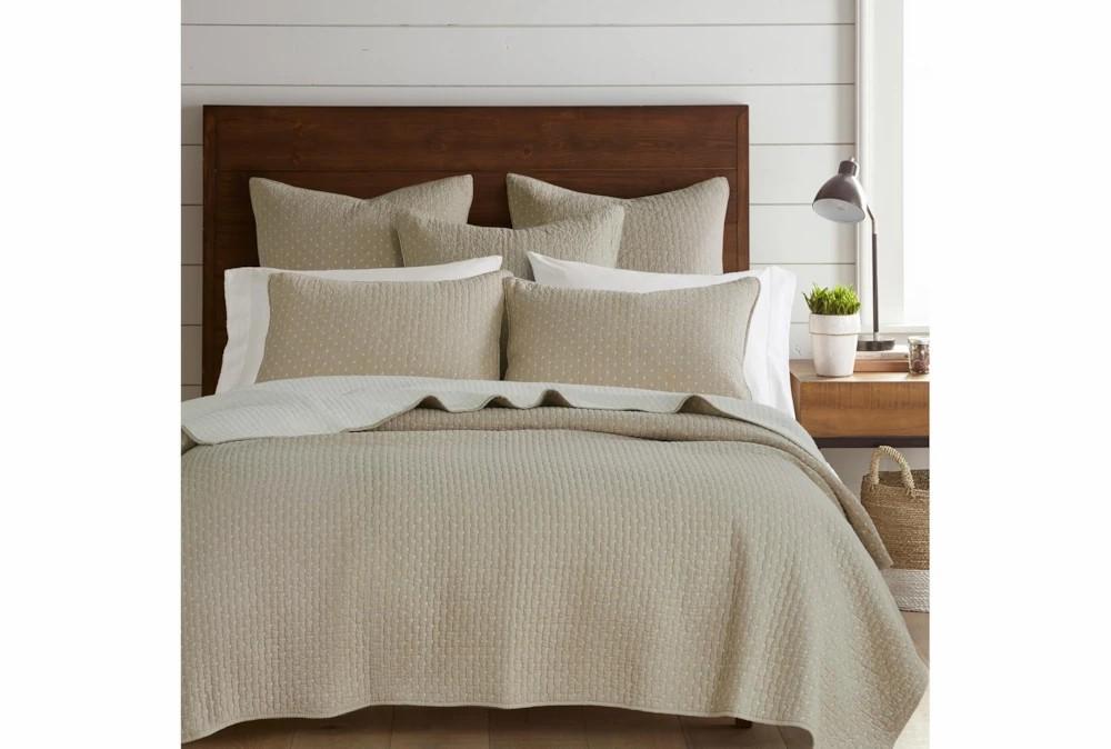 Bedding | King Quilt-3 Piece Set Cross Stitch Taupe Decor