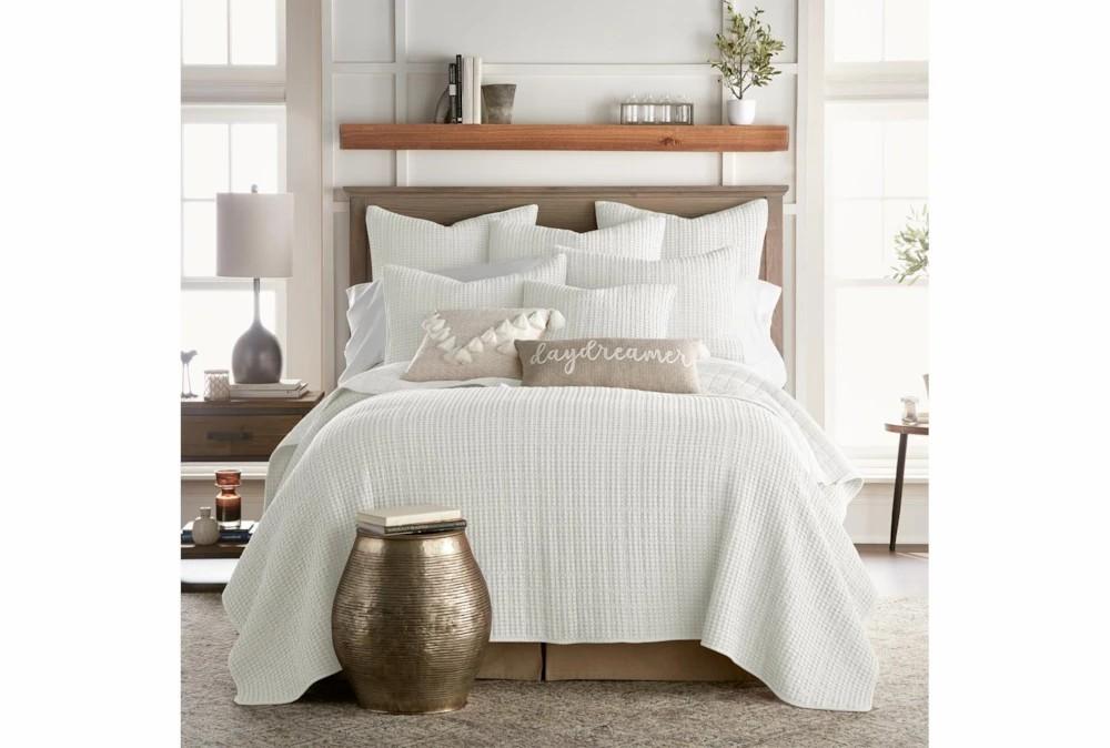 Bedding | King Quilt-3 Piece Set Waffle White Decor