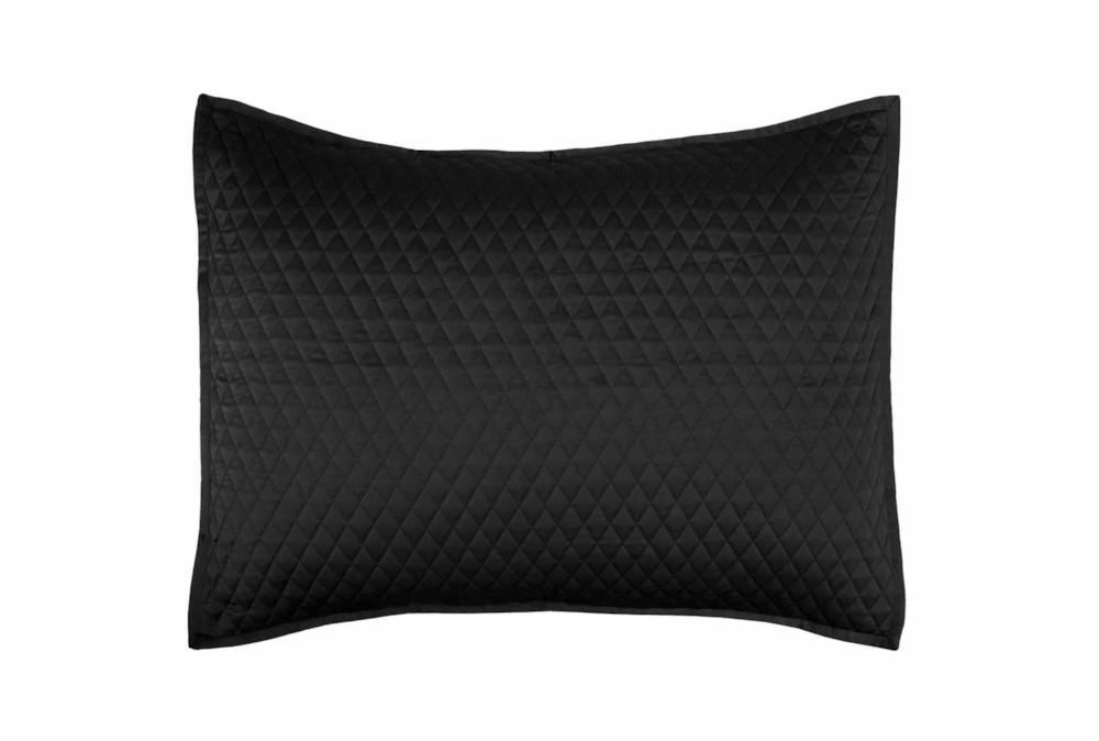 Bedding | Standard Sham – Black Polyester Sateen Quilted Diamond Pattern Decor