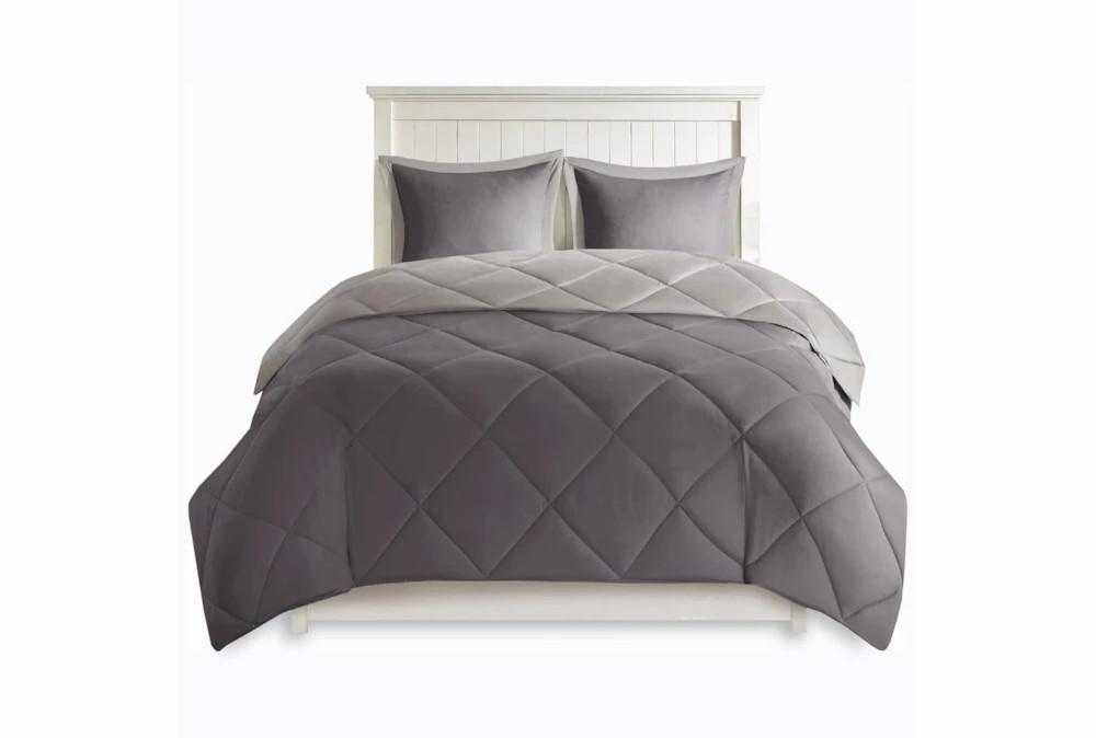 Bedding | Twin/Twin Xl Comforter-2 Piece Set Reversible Diamond Quilting Charcoal Decor