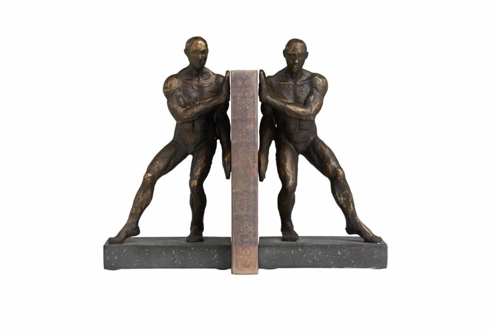 Bookends | 10″ Bronze Polystone Sculptural People Bookends Bookends Bookends