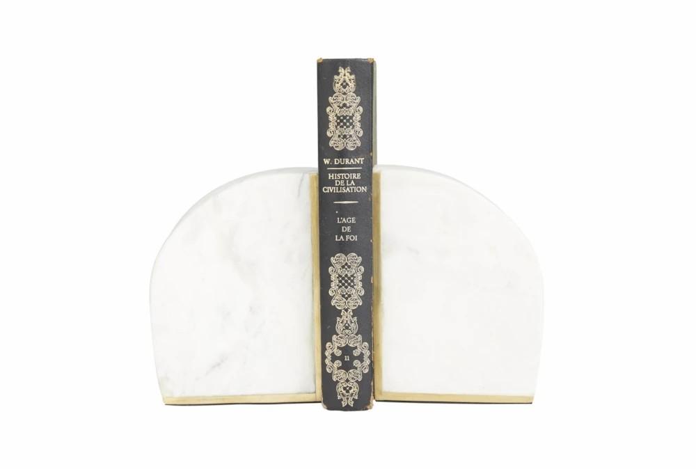 Bookends | 5.5″ White Marble Arched Minimalist Bookends Bookends Bookends