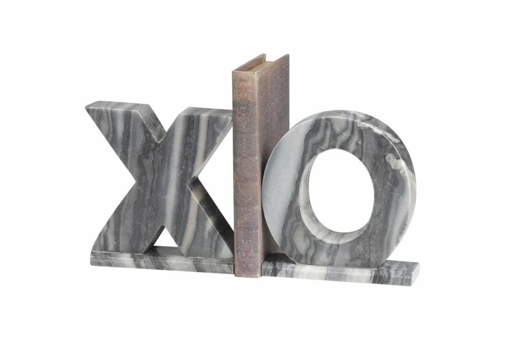 Bookends | 7″ Grey Marble X O Bookends Bookends Bookends