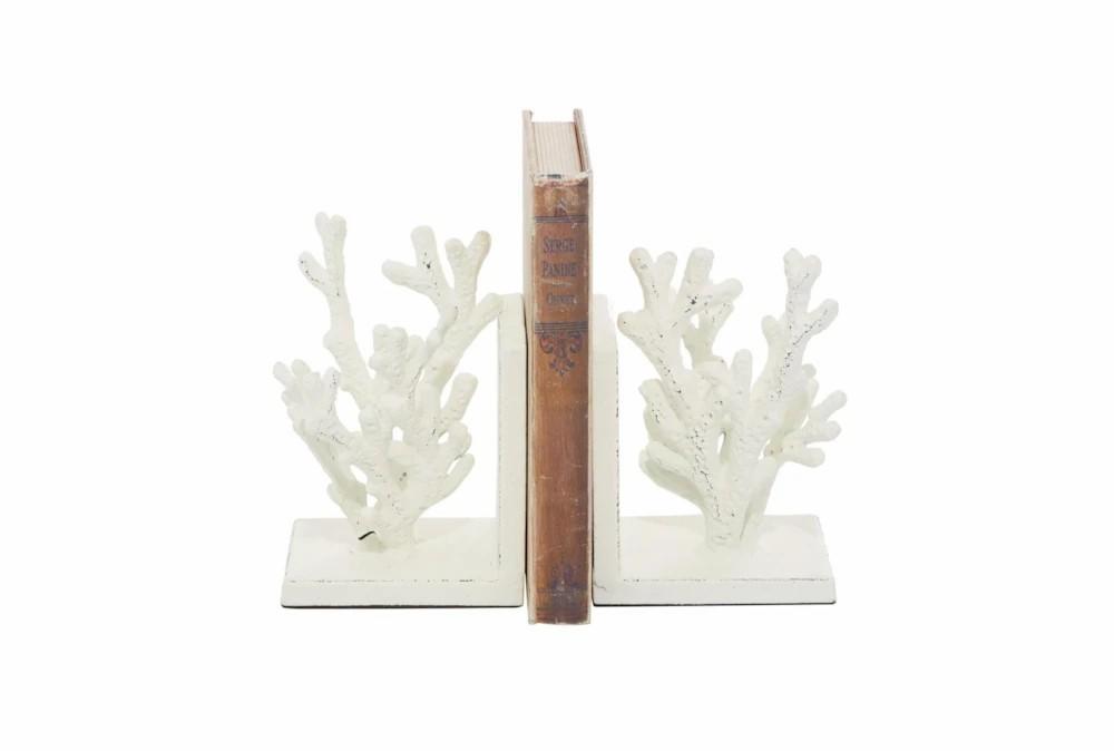 Bookends | 7″ White Metal Coral Bookends Bookends Bookends