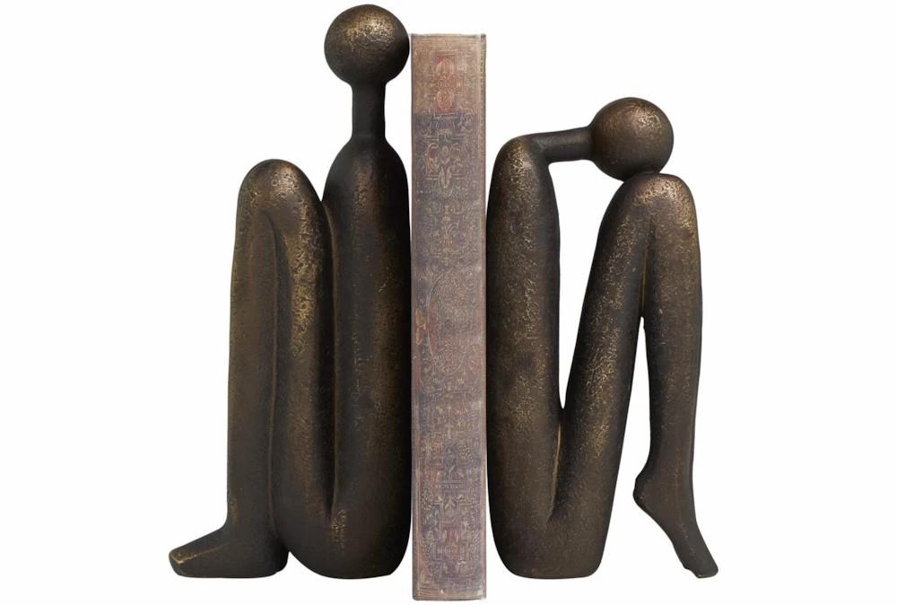 Bookends | 9″ Bronze Brown Polystone Modern Figures Bookends Bookends Bookends