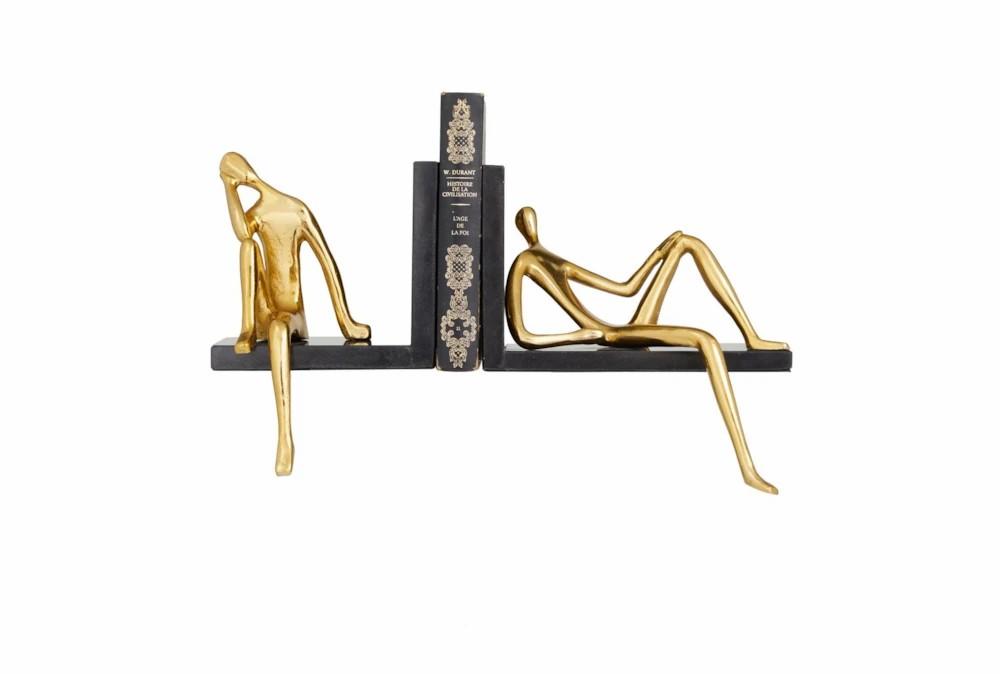 Bookends | 9″ Gold Metal Resting Figures Bookends Bookends Bookends