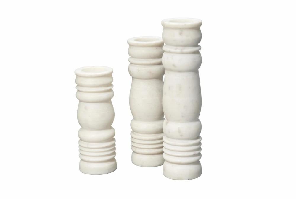 Candle Holders | 12″ White Stone Monument Candle Holders Set Of 3 Candle Holders Candle Holders