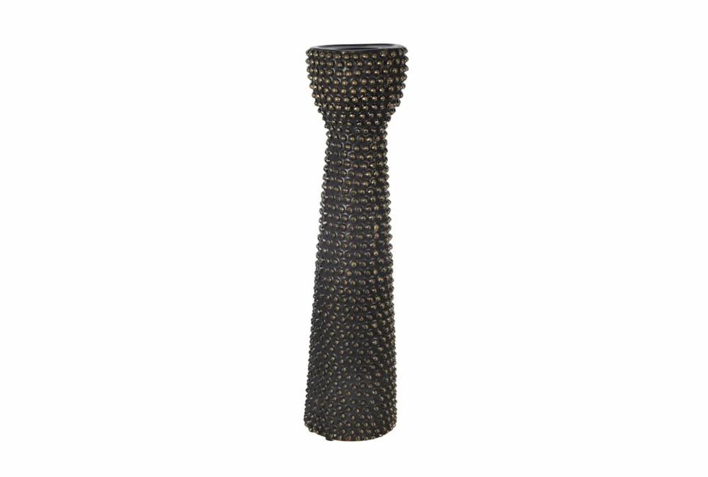 Candle Holders | 16 Inch Black + Gold Beaded Ceramic Pillar Candle Holder Candle Holders Candle Holders