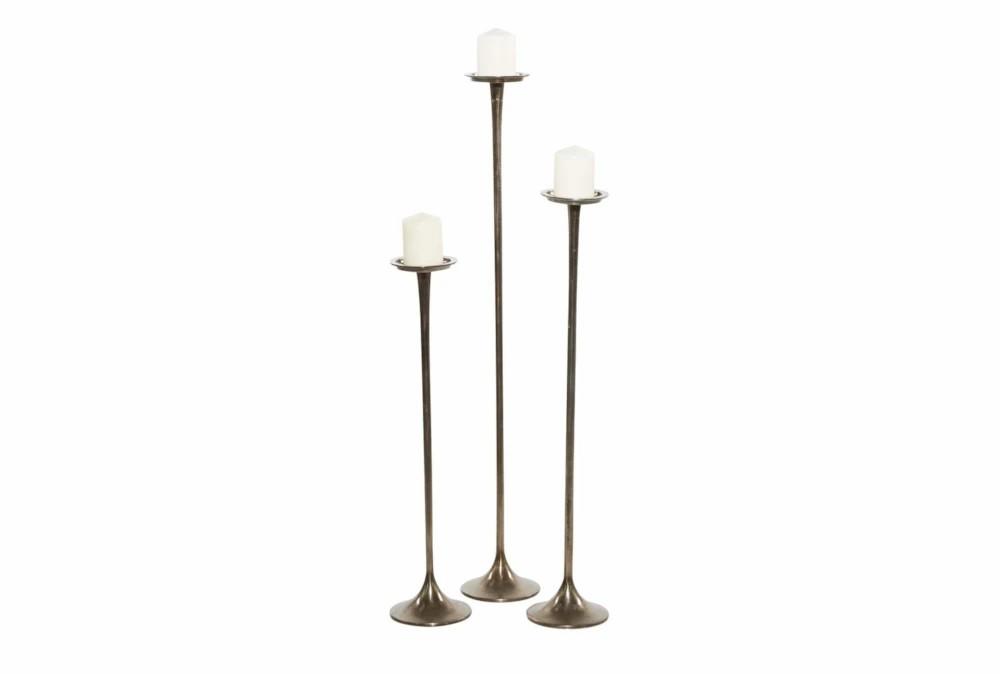 Candle Holders | 27, 32, + 40 Inch Black Aluminum Modern Candle Holder Set Of 3 Candle Holders Candle Holders