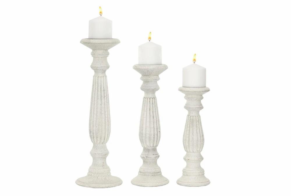 Candle Holders | 3 Piece Set Antique Wooden Candleholders Candle Holders Candle Holders