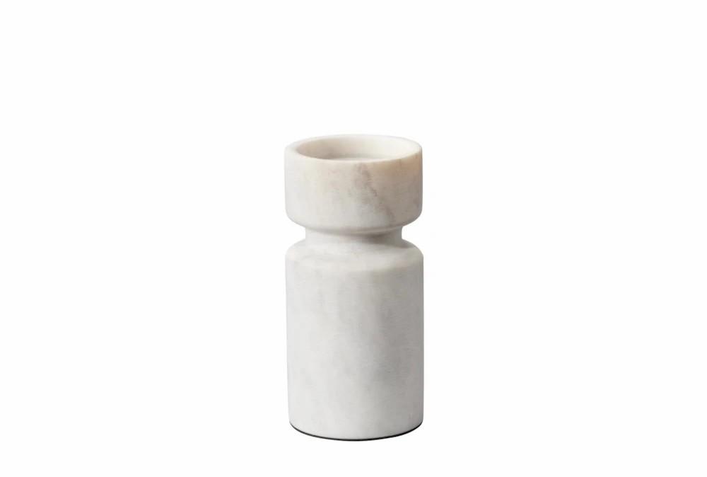 Candle Holders | 6″ White Marble Modern Carved Candle Holder Candle Holders Candle Holders