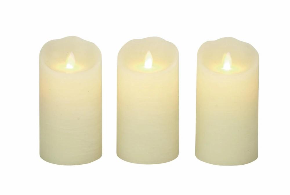 Candle Holders | Beige 6 Inch Flameless Candle W Remote Set Of 3 Candle Holders Candle Holders