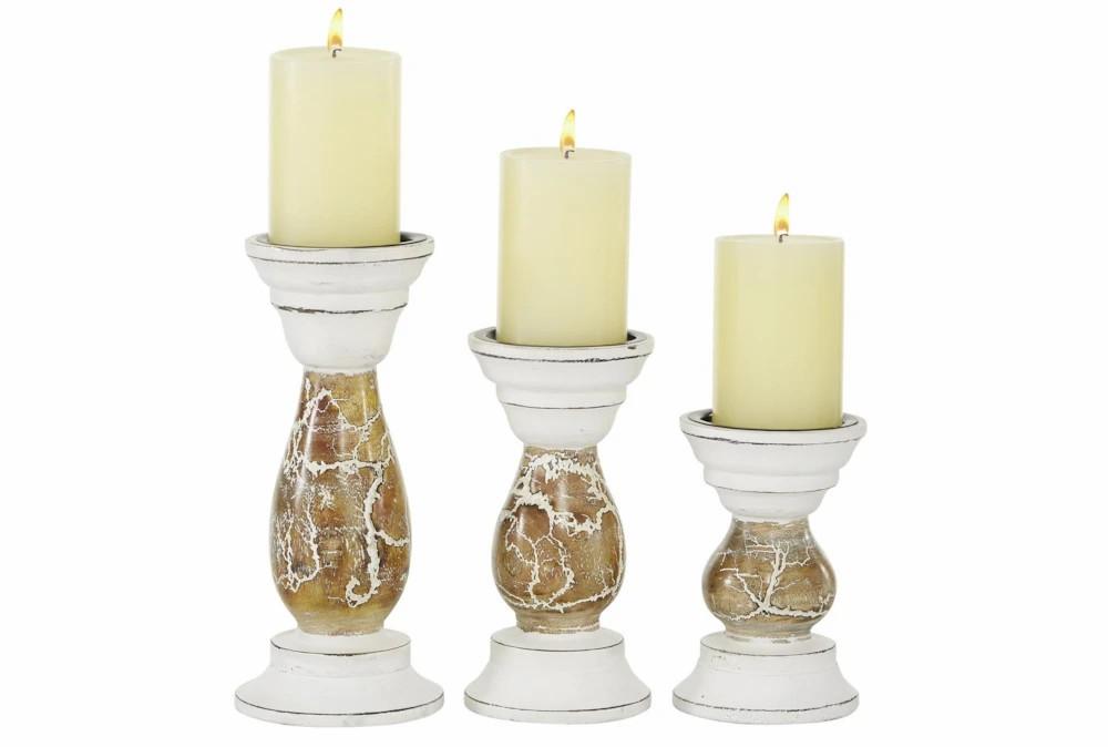 Candle Holders | Beige Wood Candle Holder Set Of 3 Candle Holders Candle Holders