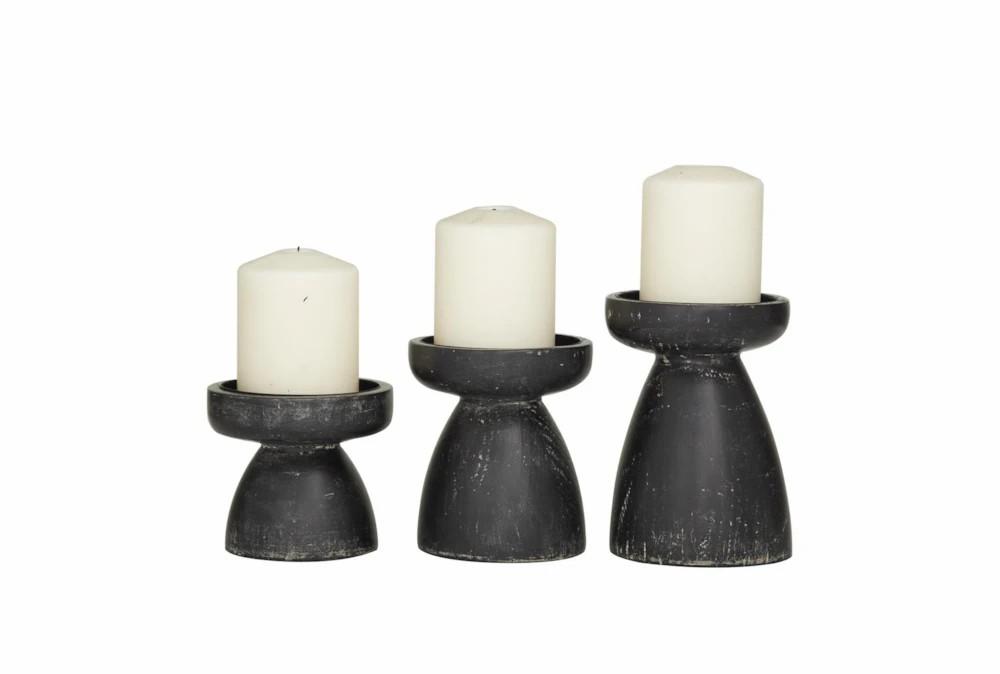 Candle Holders | Black Distressed Modern Cone Pillar Candle Holders Set Of 3 Candle Holders Candle Holders