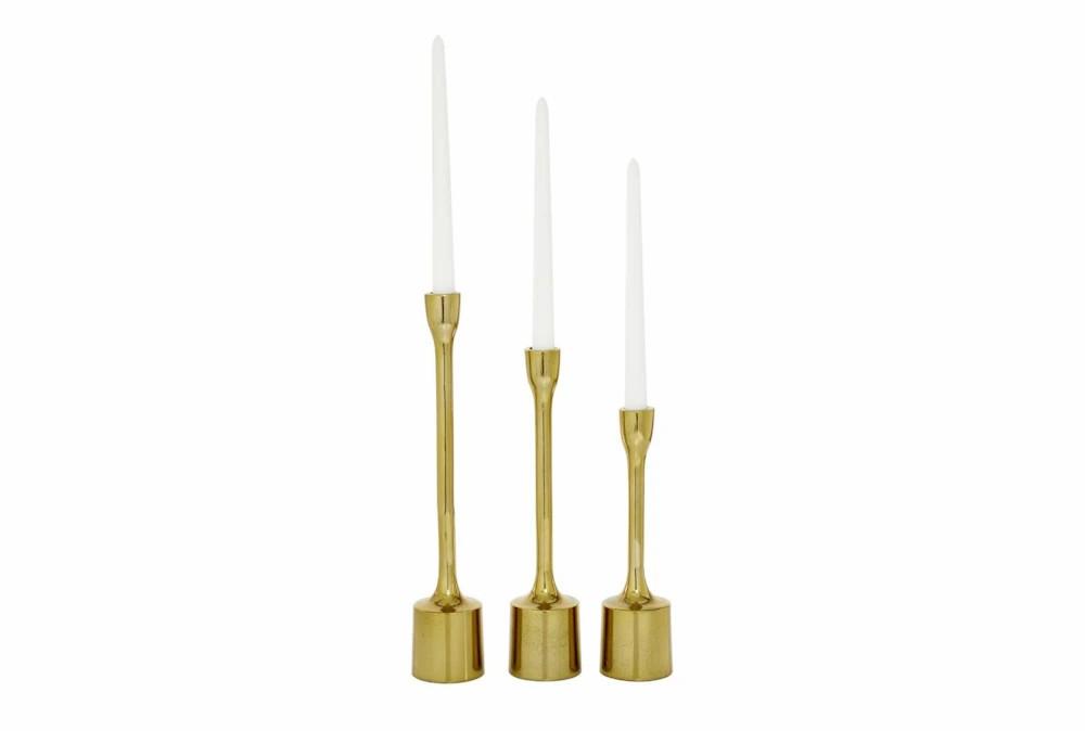 Candle Holders | Gold Aluminum Candle Holder Set Of 3 Candle Holders Candle Holders