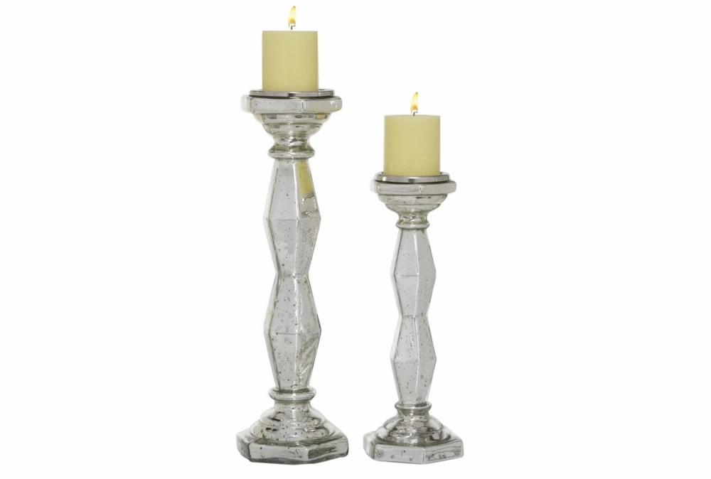 Candle Holders | Silver Glass Candle Holder Set Of 2 Candle Holders Candle Holders