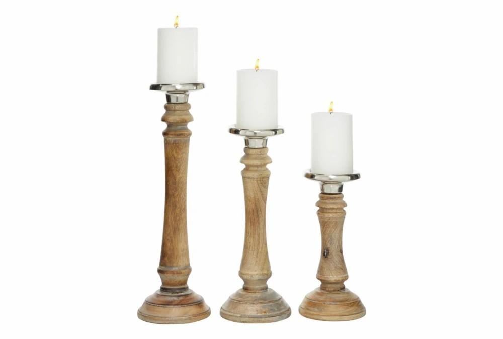 Candle Holders | Traditional Turned Wood Candle Holders Set Of 3 Candle Holders Candle Holders